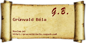 Grünvald Béla névjegykártya